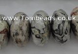 CPT197 15.5 inches 9*16mm faceted rondelle grey picture jasper beads