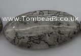 CPT198 15.5 inches 25*50mm oval grey picture jasper beads wholesale