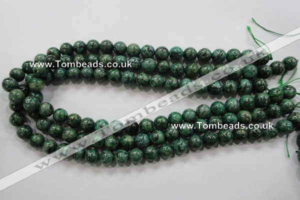 CPT206 15.5 inches 10mm round green picture jasper beads