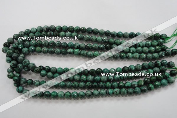 CPT214 15.5 inches 8mm faceted round green picture jasper beads