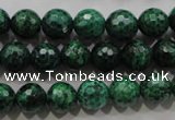 CPT215 15.5 inches 10mm faceted round green picture jasper beads