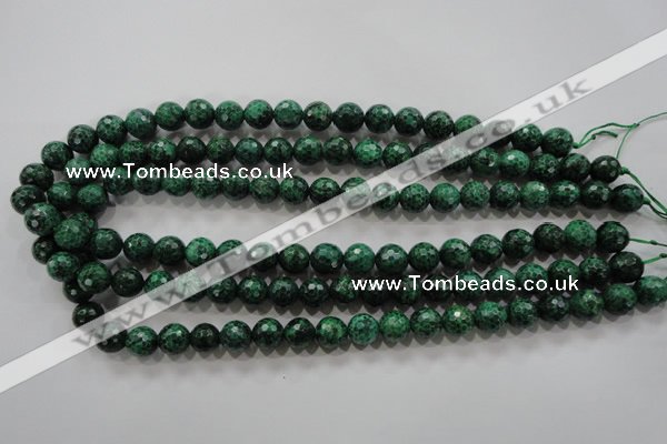 CPT215 15.5 inches 10mm faceted round green picture jasper beads