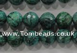 CPT216 15.5 inches 12mm faceted round green picture jasper beads