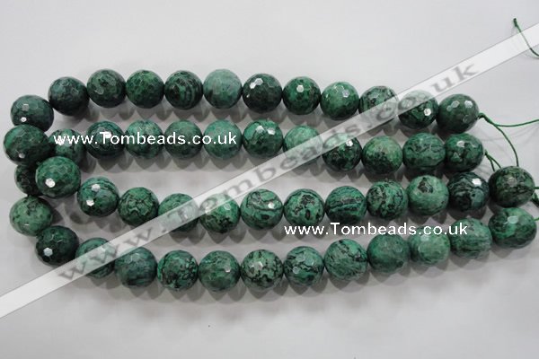 CPT218 15.5 inches 16mm faceted round green picture jasper beads