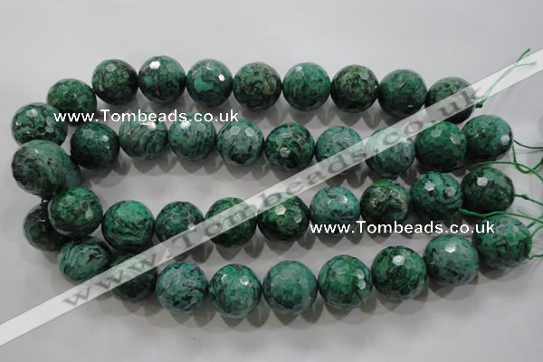 CPT220 15.5 inches 20mm faceted round green picture jasper beads