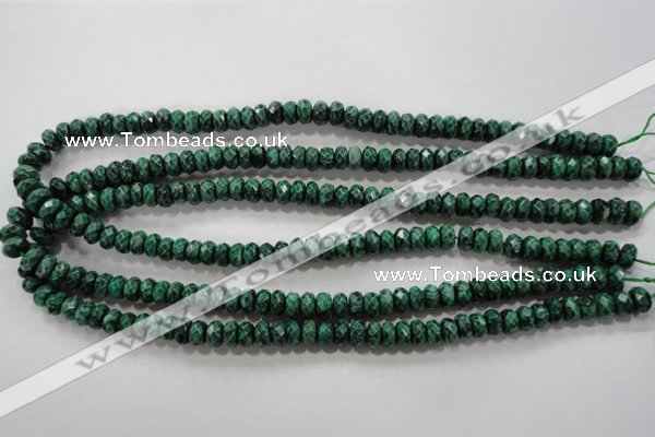 CPT222 15.5 inches 5*8mm faceted rondelle green picture jasper beads