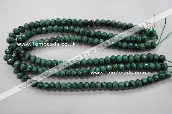 CPT223 15.5 inches 6*10mm faceted rondelle green picture jasper beads