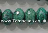 CPT227 15.5 inches 12*20mm faceted rondelle green picture jasper beads