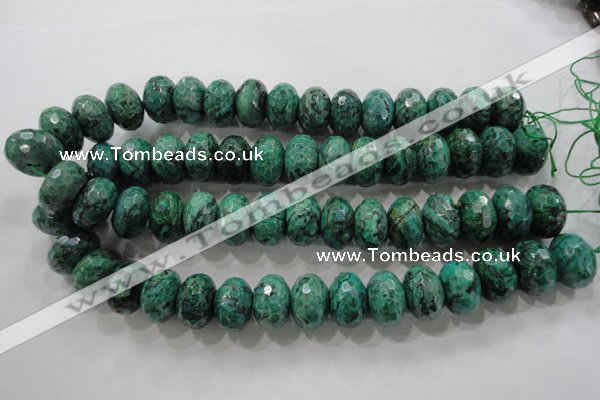 CPT227 15.5 inches 12*20mm faceted rondelle green picture jasper beads