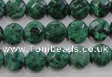 CPT231 15.5 inches 10mm faceted coin green picture jasper beads