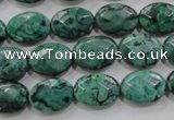 CPT237 15.5 inches 10*14mm faceted oval green picture jasper beads