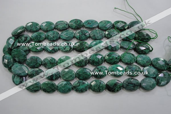 CPT240 15.5 inches 15*20mm faceted oval green picture jasper beads