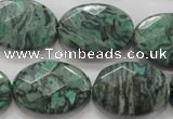 CPT241 15.5 inches 18*25mm faceted oval green picture jasper beads