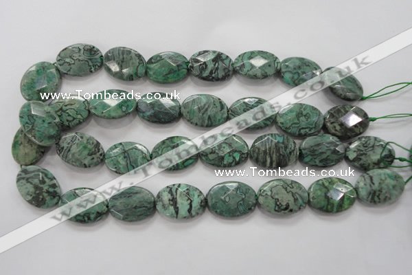 CPT241 15.5 inches 18*25mm faceted oval green picture jasper beads