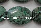 CPT243 15.5 inches 22*30mm faceted oval green picture jasper beads