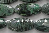 CPT245 15.5 inches 15*30mm faceted marquise green picture jasper beads