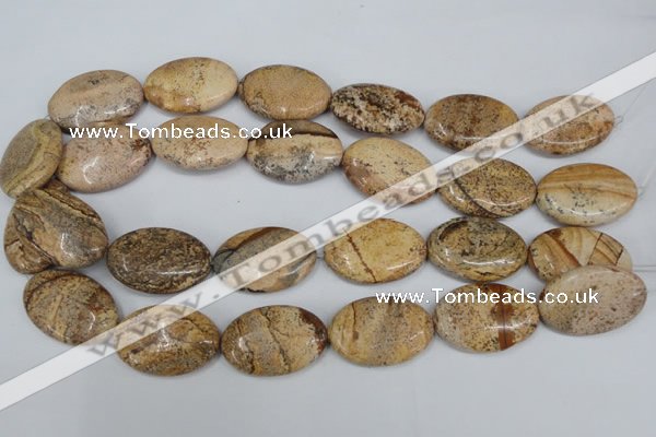 CPT254 15.5 inches 20*30mm oval picture jasper beads wholesale