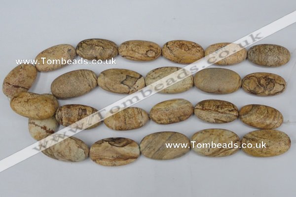 CPT255 15.5 inches 20*35mm oval picture jasper beads wholesale