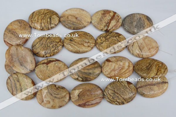 CPT256 15.5 inches 30*40mm oval picture jasper beads wholesale