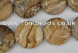 CPT258 15.5 inches 18mm flat round picture jasper beads wholesale