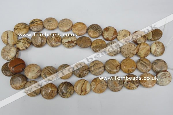 CPT258 15.5 inches 18mm flat round picture jasper beads wholesale