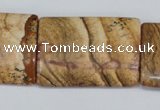 CPT265 15.5 inches 25*35mm flat tube picture jasper beads wholesale