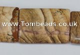 CPT265 15.5 inches 25*35mm flat tube picture jasper beads wholesale