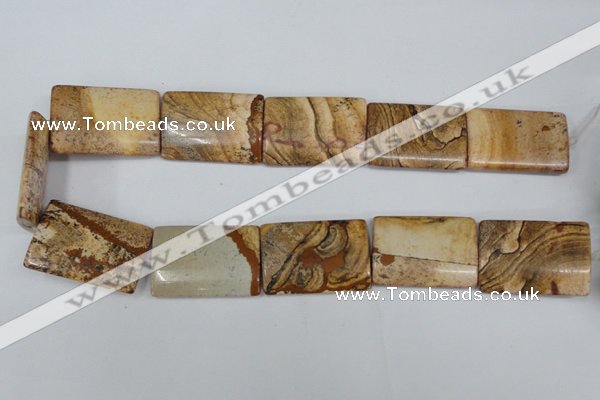 CPT265 15.5 inches 25*35mm flat tube picture jasper beads wholesale