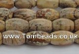 CPT272 15.5 inches 8*12mm rice picture jasper beads wholesale