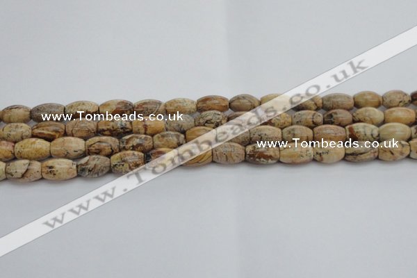 CPT272 15.5 inches 8*12mm rice picture jasper beads wholesale