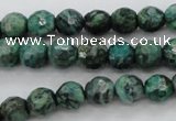 CPT303 15.5 inches 6mm faceted round green picture jasper beads