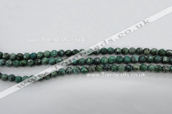 CPT303 15.5 inches 6mm faceted round green picture jasper beads