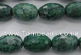 CPT305 15.5 inches 13*18mm faceted rice green picture jasper beads