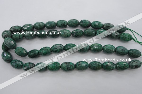 CPT305 15.5 inches 13*18mm faceted rice green picture jasper beads