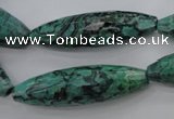 CPT309 15.5 inches 12*40mm rice green picture jasper beads