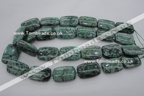 CPT315 15.5 inches 20*30mm rectangle green picture jasper beads