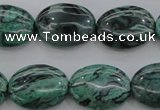 CPT319 15.5 inches 12*16mm oval green picture jasper beads