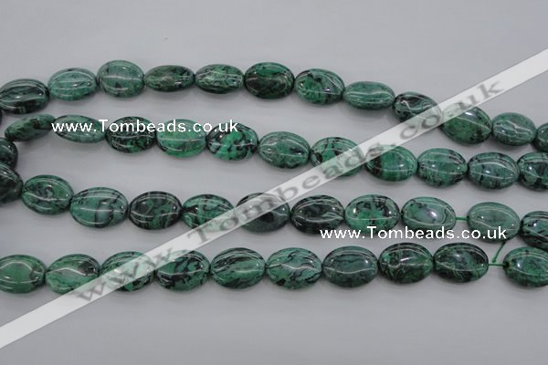 CPT319 15.5 inches 12*16mm oval green picture jasper beads