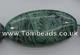 CPT324 15.5 inches 25*50mm oval green picture jasper beads