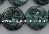 CPT332 15.5 inches 25mm flat round green picture jasper beads