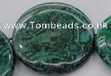 CPT335 15.5 inches 52mm flat round green picture jasper beads