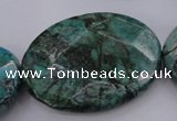 CPT340 15.5 inches 30*40mm faceted oval green picture jasper beads