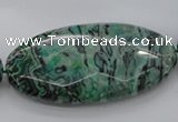 CPT341 15.5 inches 25*50mm faceted oval green picture jasper beads