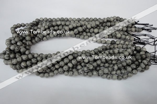 CPT352 15.5 inches 6mm round grey picture jasper beads wholesale
