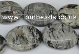 CPT356 15.5 inches 18*25mm oval grey picture jasper beads