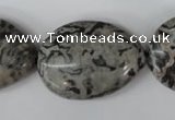 CPT358 15.5 inches 22*30mm flat teardrop grey picture jasper beads