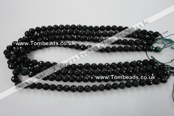 CPT402 15.5 inches 8mm faceted round green picture jasper beads