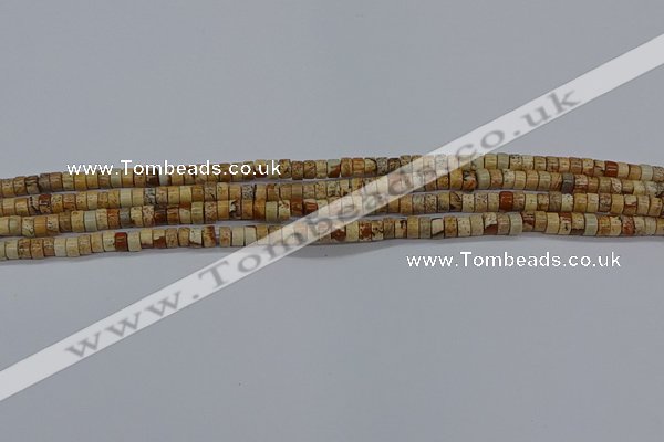 CPT461 15.5 inches 2*4mm heishi picture jasper beads wholesale