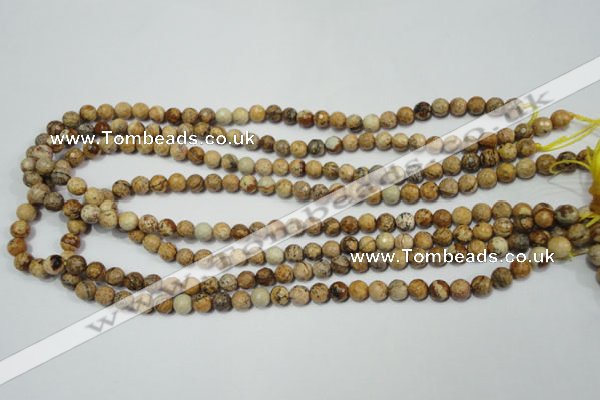 CPT501 15.5 inches 6mm faceted round picture jasper beads wholesale