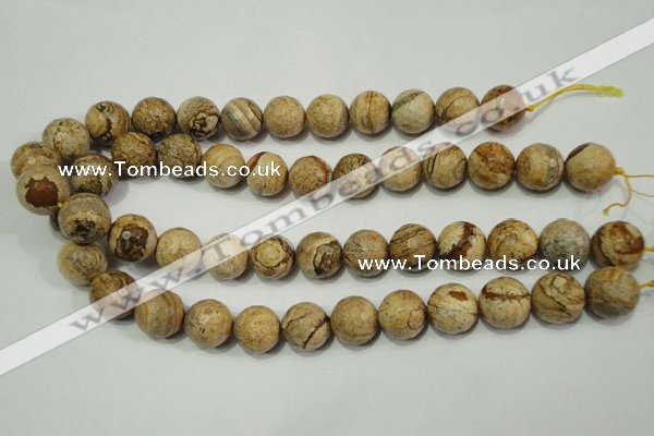 CPT506 15.5 inches 16mm faceted round picture jasper beads wholesale